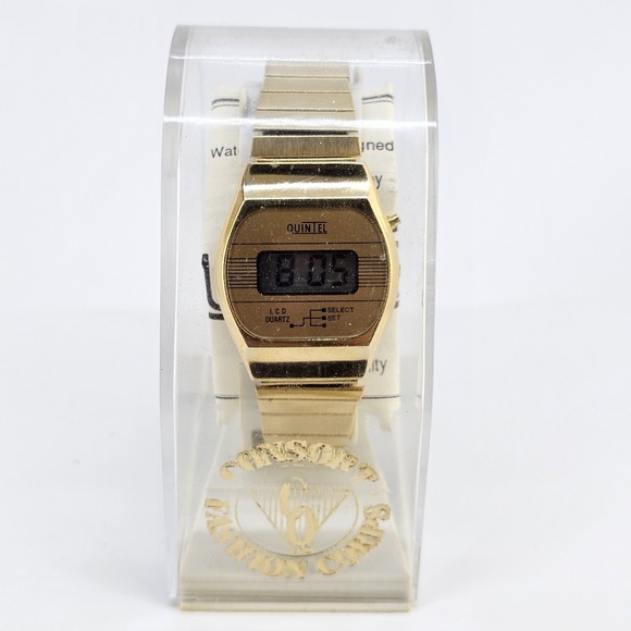 VTG Quintel Digital Unisex Watch 33MM DayDate Gold Expandable Band 6\